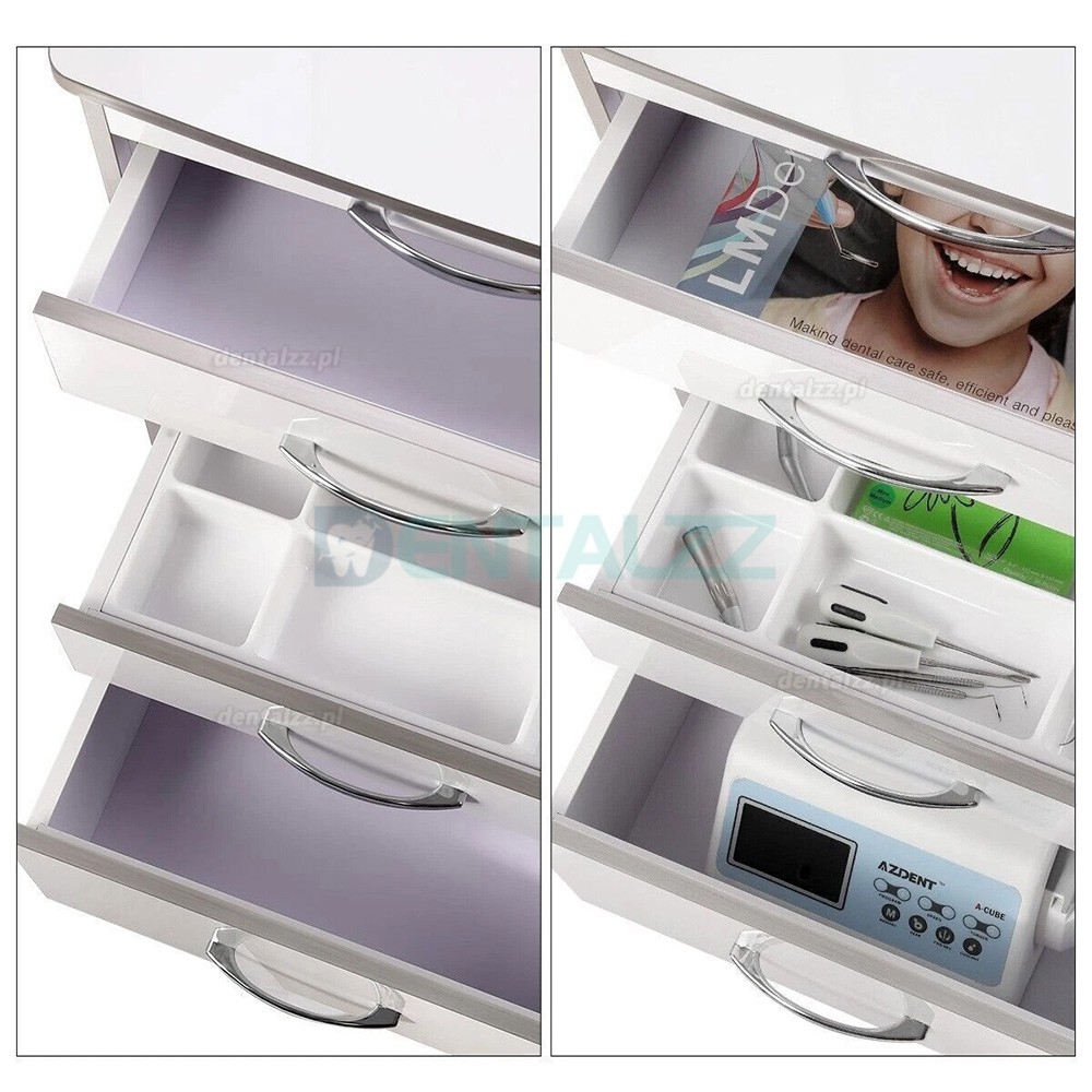 Dentech G15 W&oacute;zek Stomatologiczny na Narzędzia z 3 Szufladami Mobilny